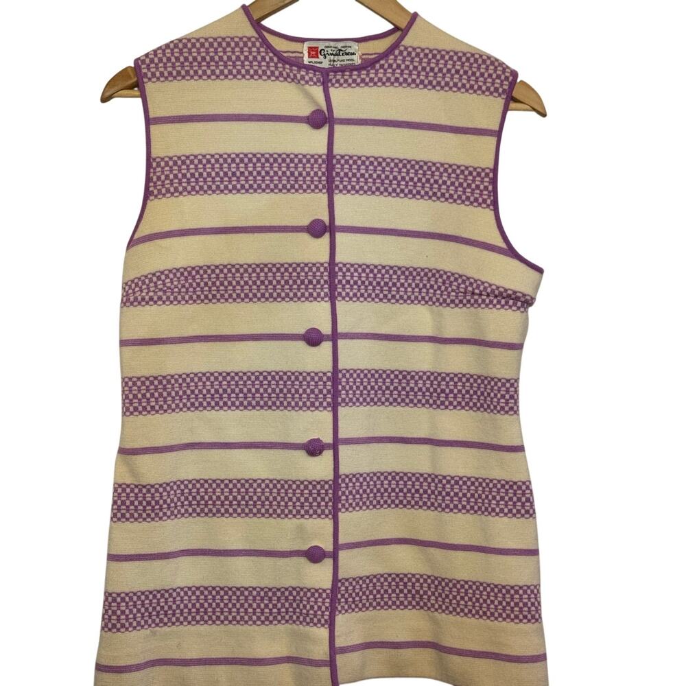 Gina Teresa Original Design 100% Pure Wool Size16 Sweater Vest British Hong Kong